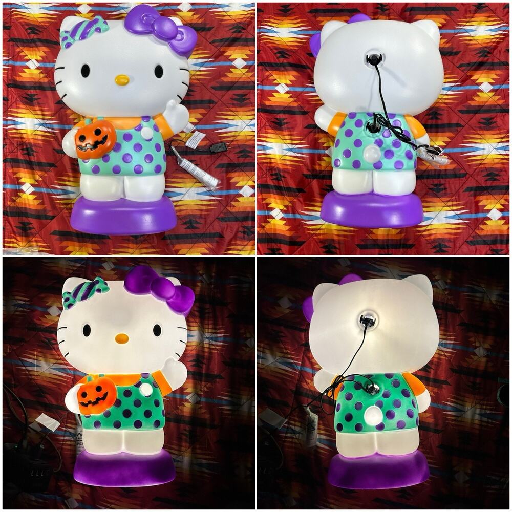 Pumpkin Hello Kitty by Sanrio Lighted Yard Decor Blow Mold 22" Halloween Gemmy
